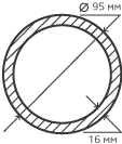 Труба нержавеющая 95х16 мм.  10Х17Н13М2Т бесшовная, круглая, матовая